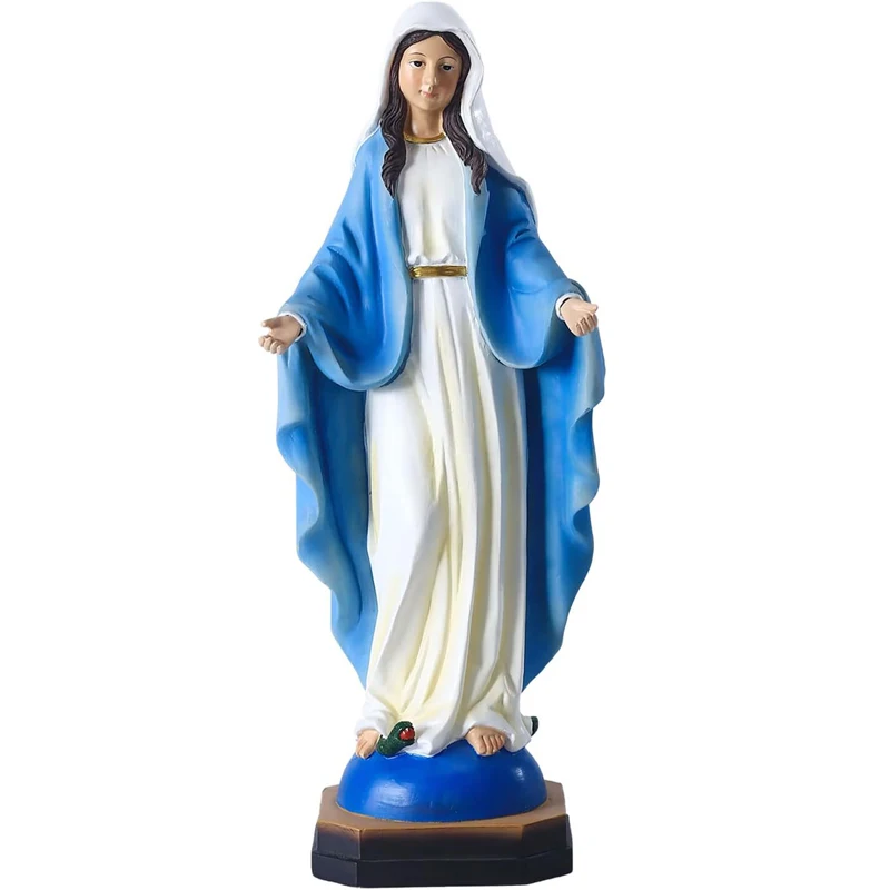 Resin Hand-Painted Virgin Mary Figure Religious Gift of Home Decor and Blessed Mother Statue