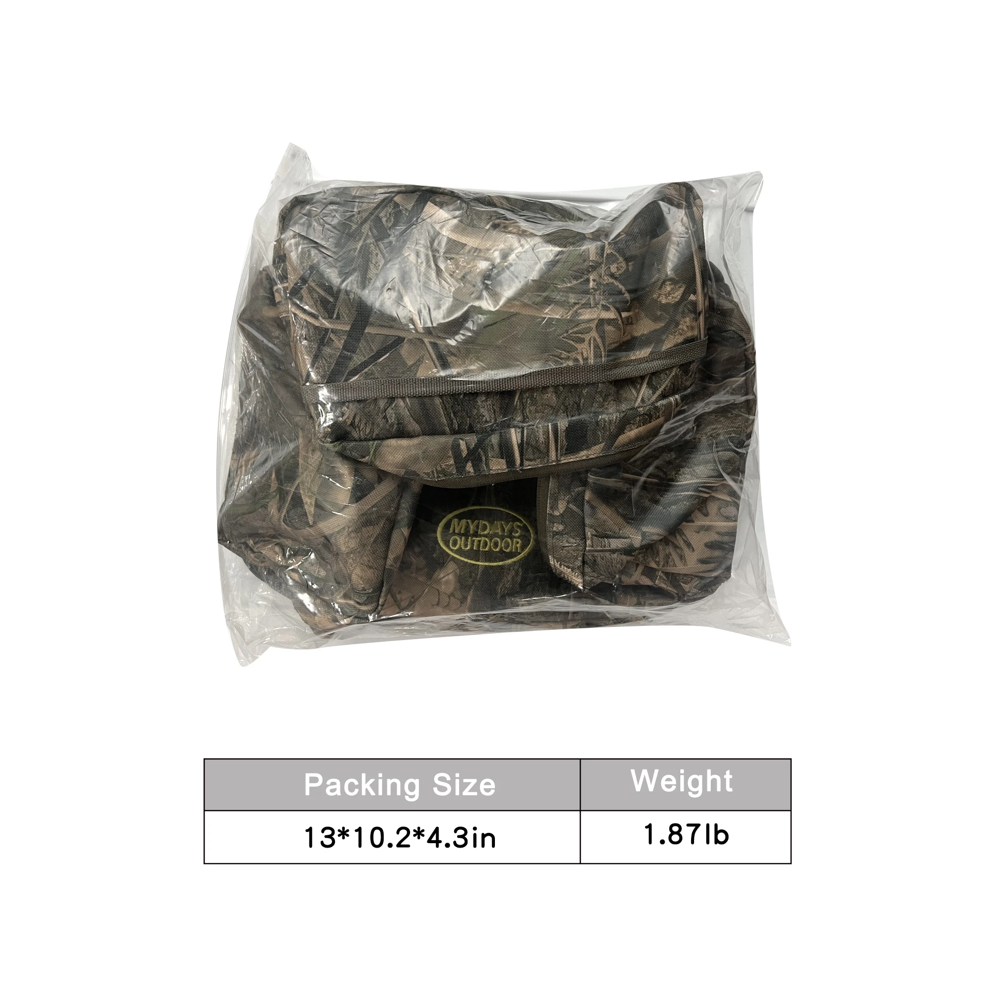 Mydays Outdoor Large Capacity Button Hard Protection Durable Camouflage Hunting Blind Bag with Velcro Handle