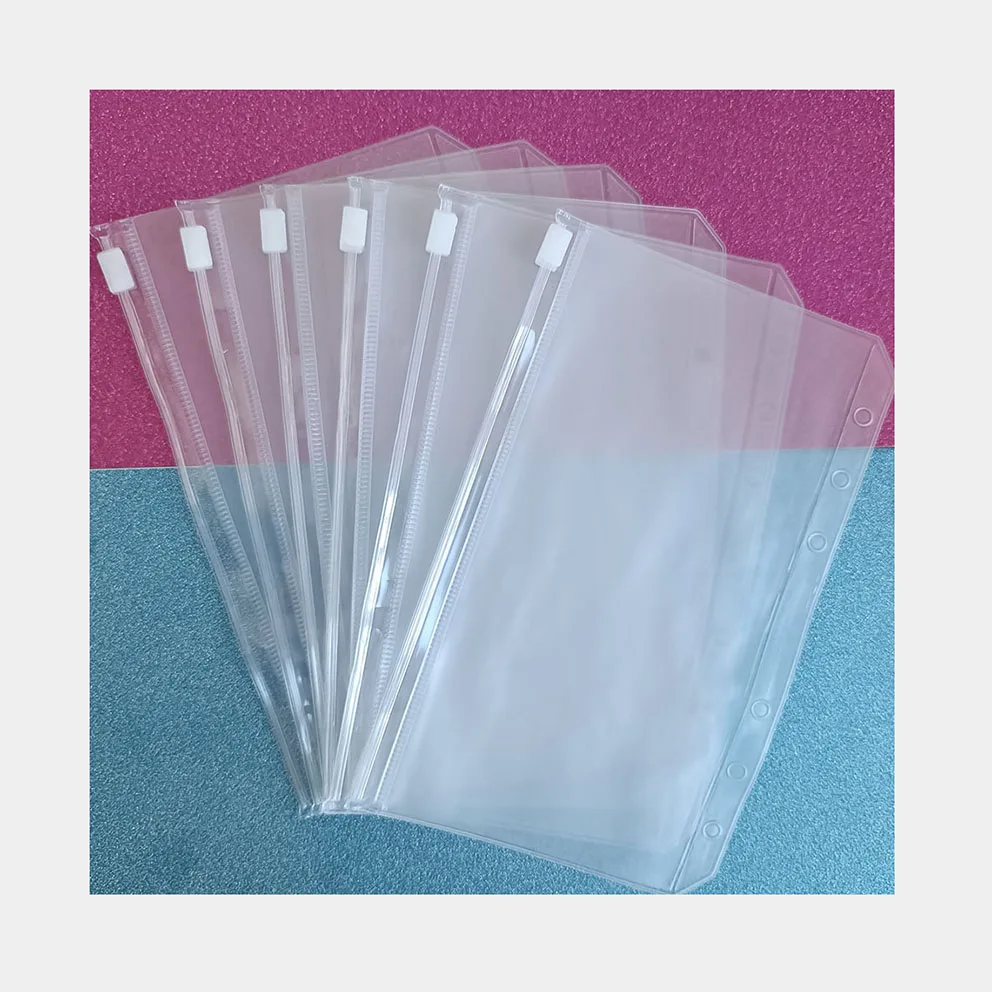 Top Ranking Factory Enough Stock Perforated Frosted Waterproof Luxury Zippered Cash Envelope A6 Ziplock PVC Cash Envelopes