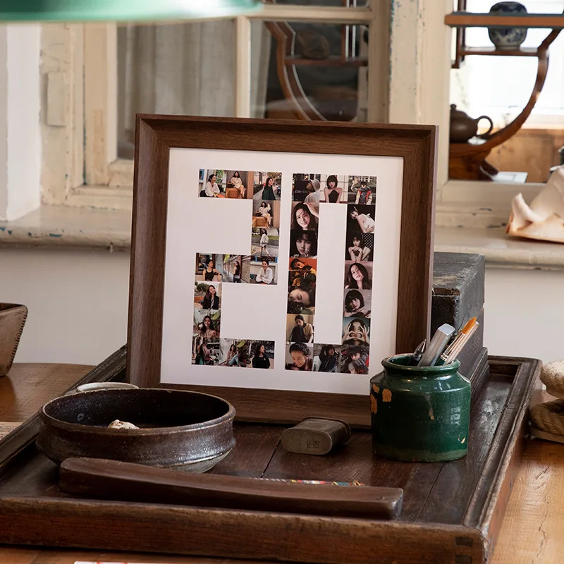 DIY Transparent age digital photo frame friend gift wood sublimation photo frame couple birthday wooden resin picture frame