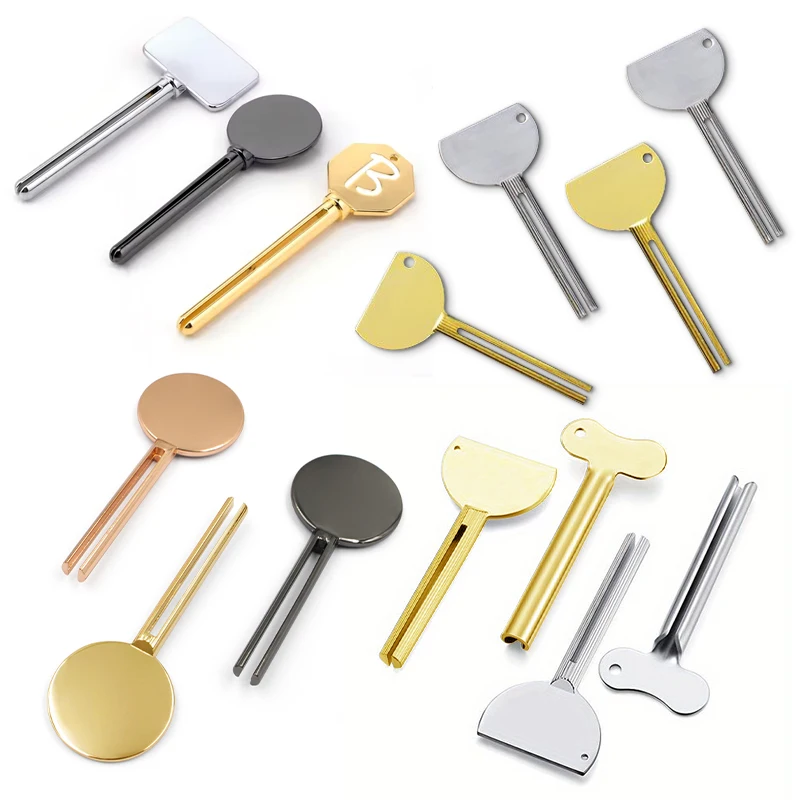 Factory Price New Arrived Rectangle and Round Shape Zinc Alloy Custom Laser Logo Metal Toothpaste Squeezer Dispenser