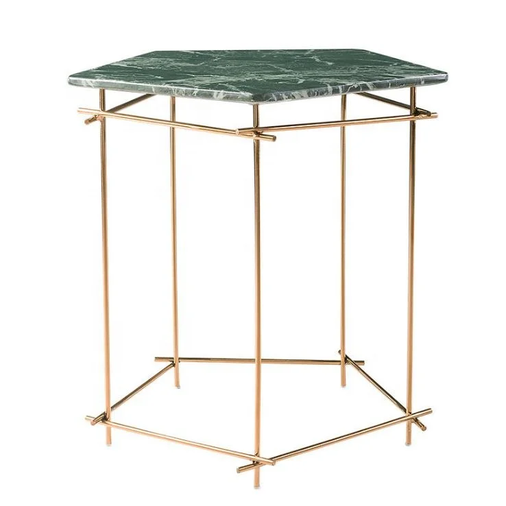 Европейский дизайн, мраморный боковой столик с металлической рамой, зеленая, белая домашняя мебель для гостиной