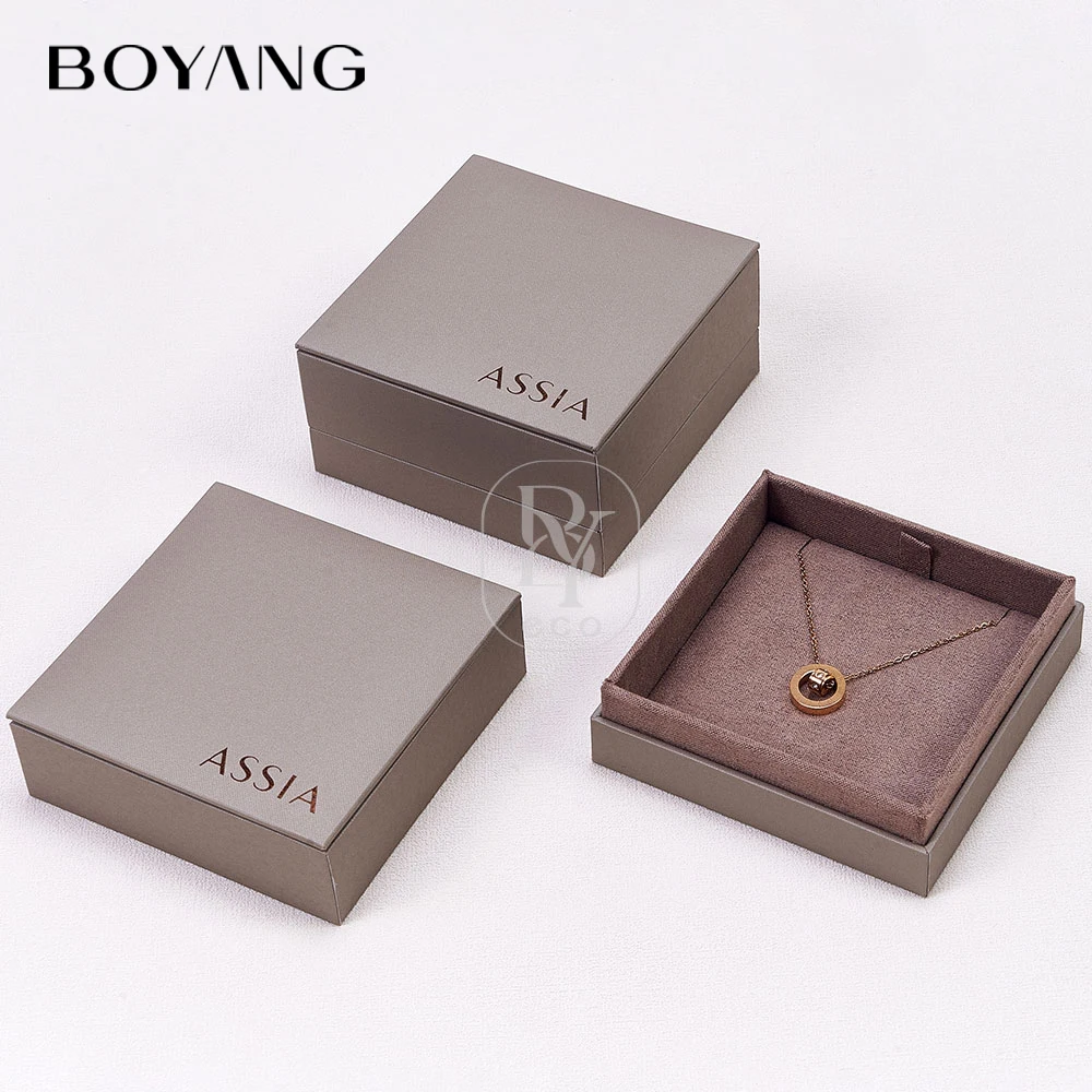 Boyang Custom Luxury PU Leather Necklace Pendant Ring Packaging Jewelry Gift Box