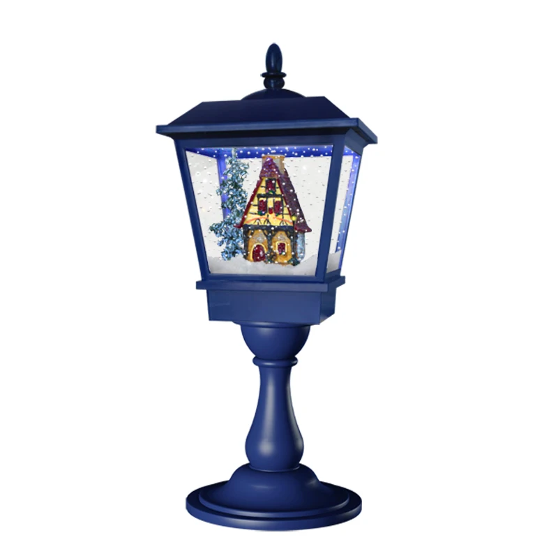 New Christmas Decorations Creative Mini Float Snow Lights Festive Set Decoration Power Props Street Lamp