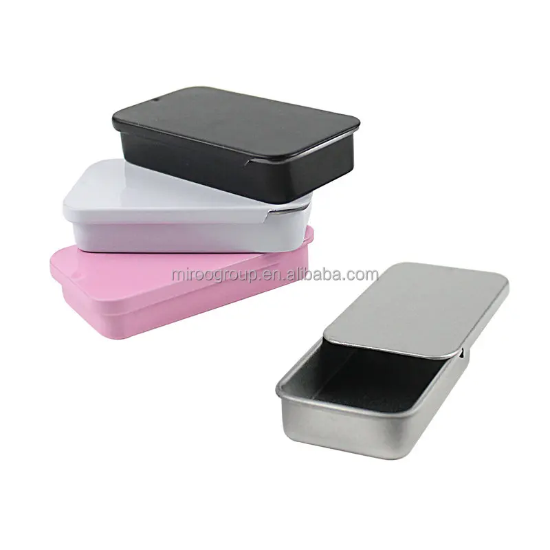 Portable Small Metal Tin Box Container Storage Case with Sliding Top for Drawing Pin Nail Art Bead Earring and Jewelry Craft