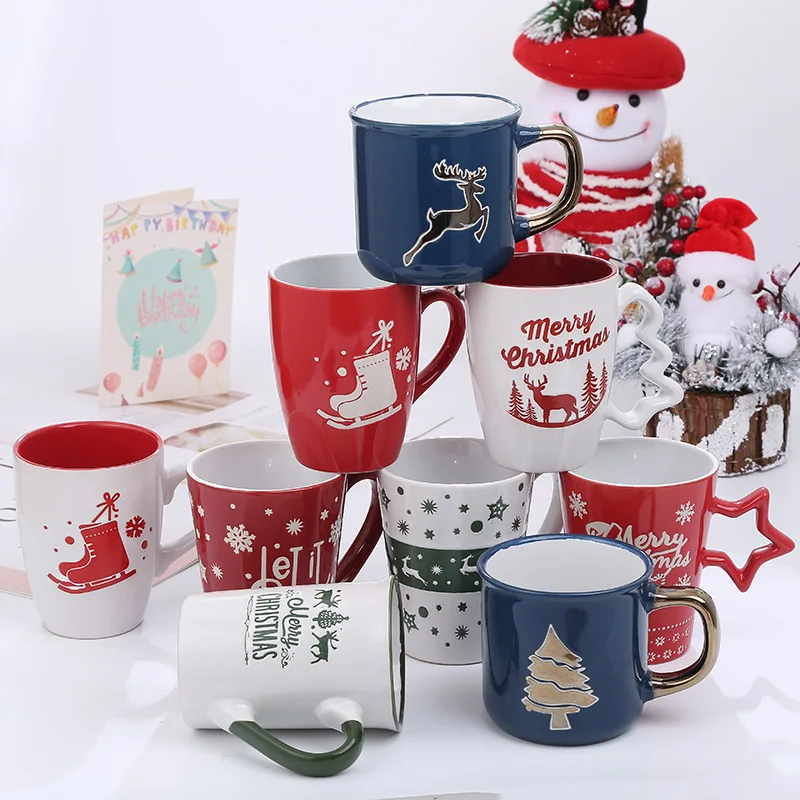 Wholesale Christmas Mugs Ceramic Custom Mugs Ceramic Souvenirs Blue Ceramic Mug