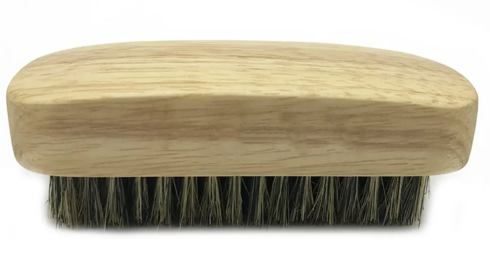 Custom Laser Engraved Logo Wood Natural Boar Bristle Beard Brush Handle for