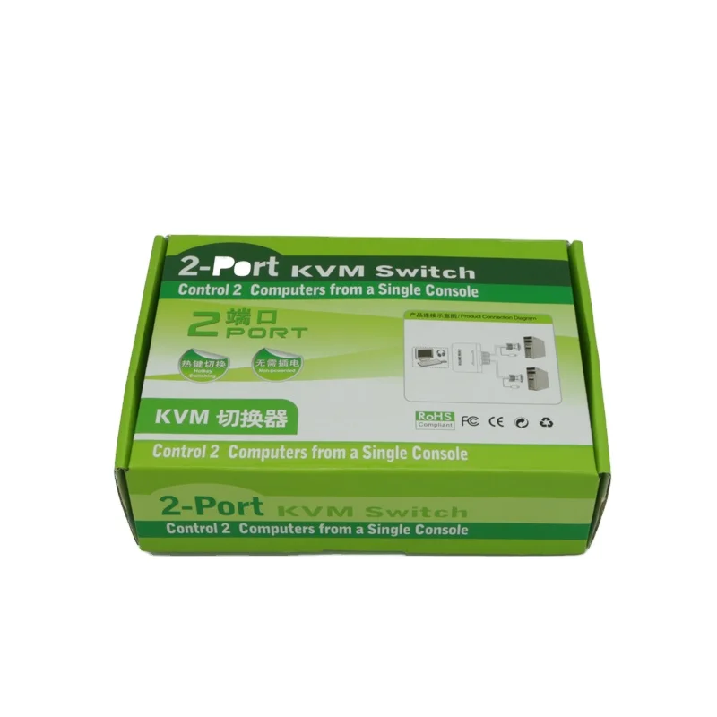 User-friendly design 2 Ports VGA desktop KVM switch with cables USB 2.0 switch