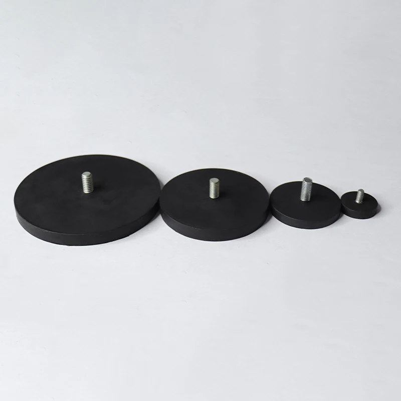 Light Fixture Camera Rubber Coated Thread Magnetic Mounting Base Magnet For Cars