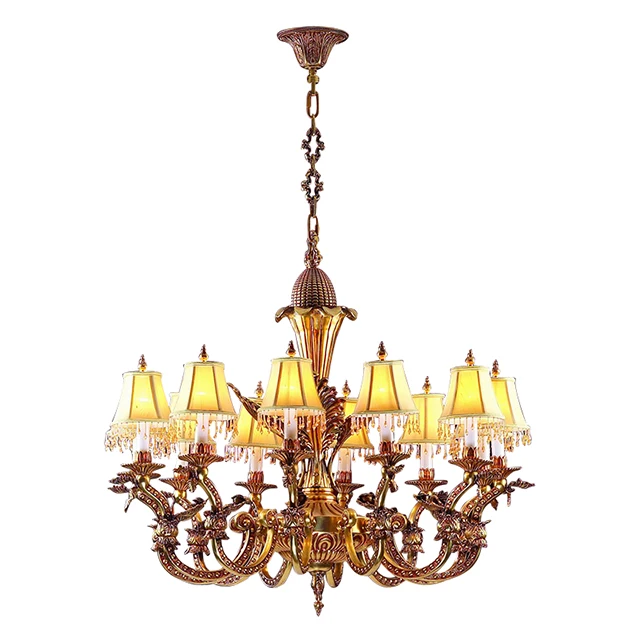European ceiling lamp French copper luxury sitting room background bedroom bedside lamp cloth 8-headed corridor