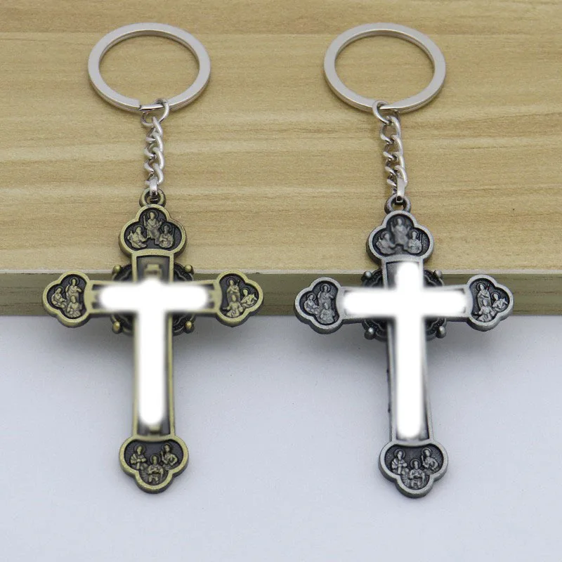 Wholesale Custom Gift Keychain Religious Jesus Christian Cross Bible Verse Stainless Steel Metal Cross Key Chain