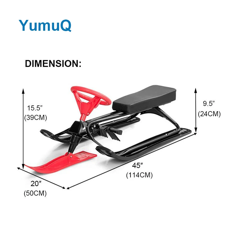 YumuQ Winter Cold Resistance Heavy Duty Snow Racer Sled, Custom Colorful Sled Snow Recycled