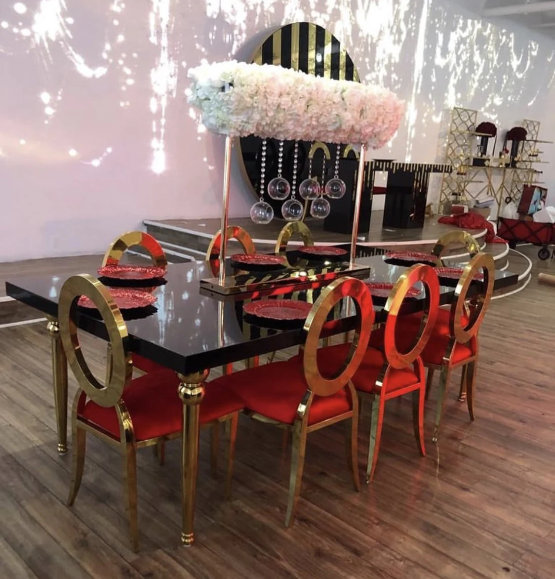 2 in 1 Design Gold Eyes Stainless Steel Gold  Round Back Wedding Chair