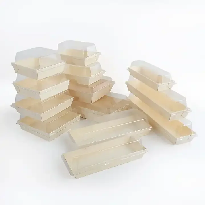 disposable wooden sushi box japanese bento box  takeaway box sushi container with lid
