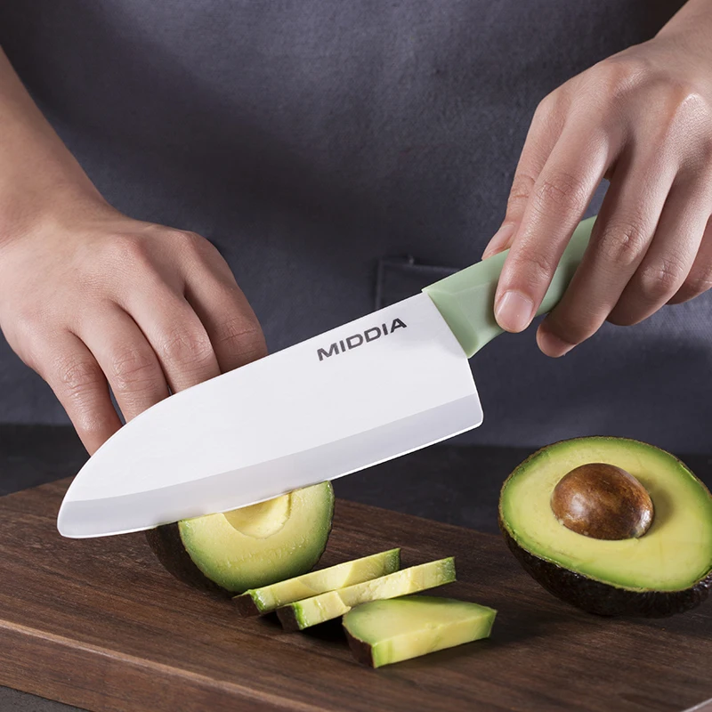 Santoku Knife White Blade Advanced Ceramic Kitchen Professional Chef Knives With Cover Sheath 5.5 Inch