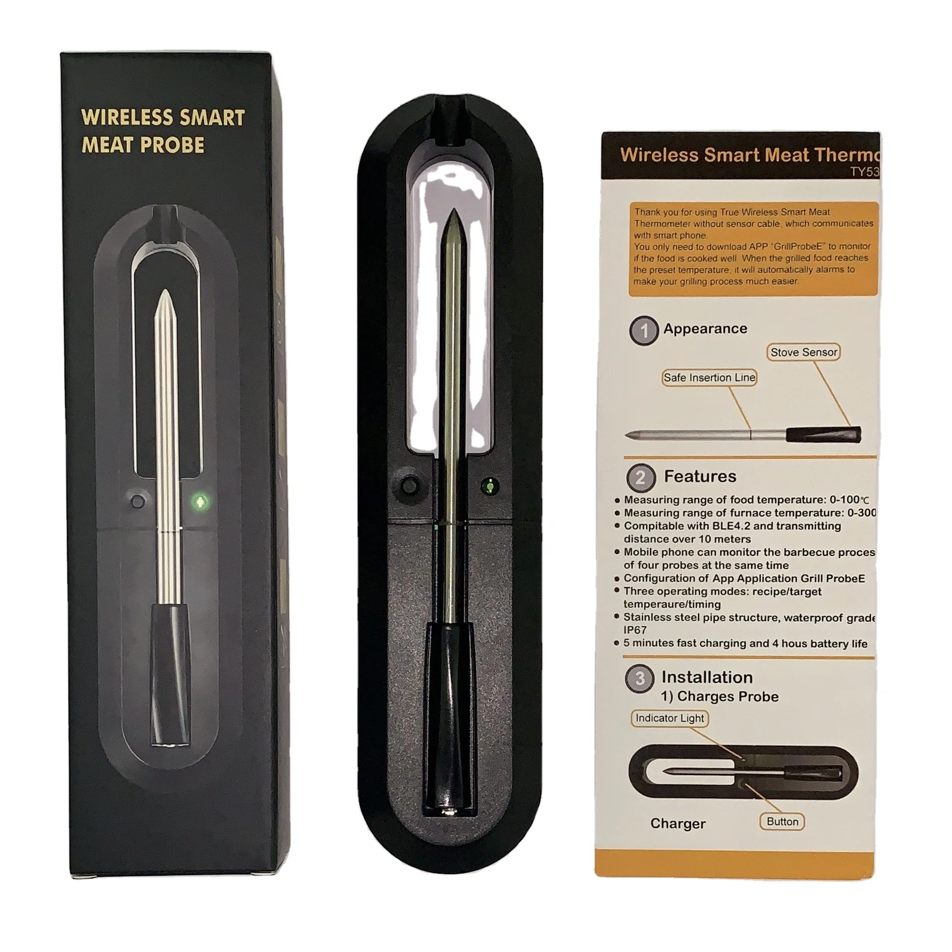 
Grill Baking Wireless Remote Oven Thermometer Cooking For Meat Thermometre 