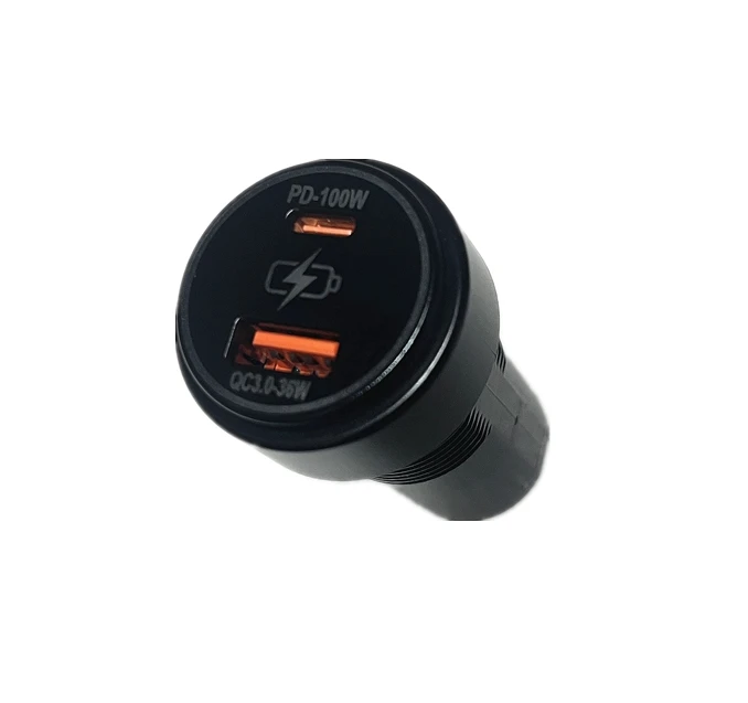PD100W fast car charger USB+Type-C ports Adapter