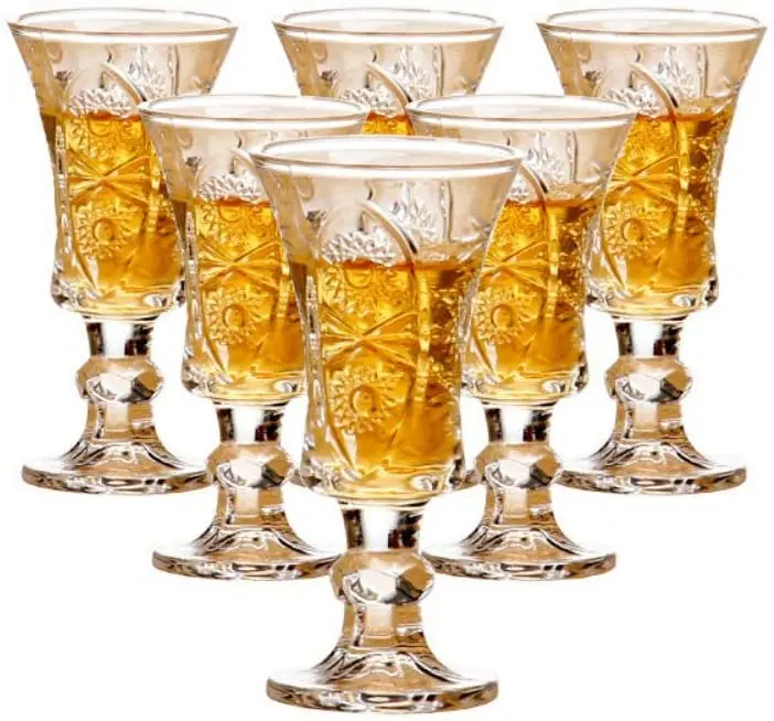 6pcs 1.5oz Clear Heavy Base Fancy Shot Glasses Set for Party Bar