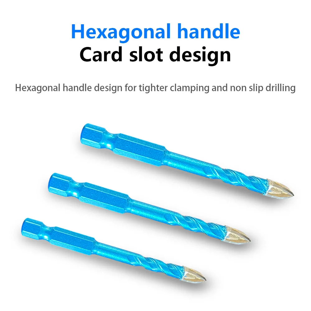 Blue Glass Drilling with Hexagonal Shank Cross Spiral Glass Bit