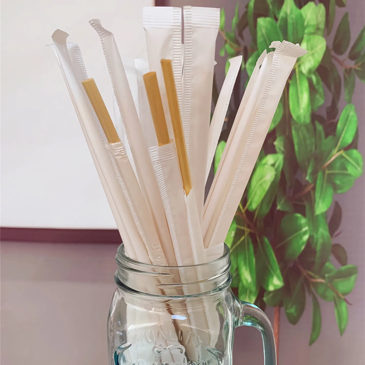 Natural Eco Biodegradable Grass Drinking Straw Paper Wrapped Compostable  Cocktail  Wheat  Straws