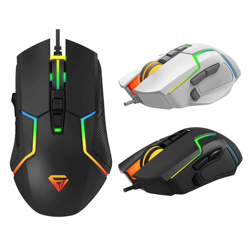 Белая игровая мышь для ПК компьютера ноутбука OEM rgb светодиодная многокнопочная деловая teclado y