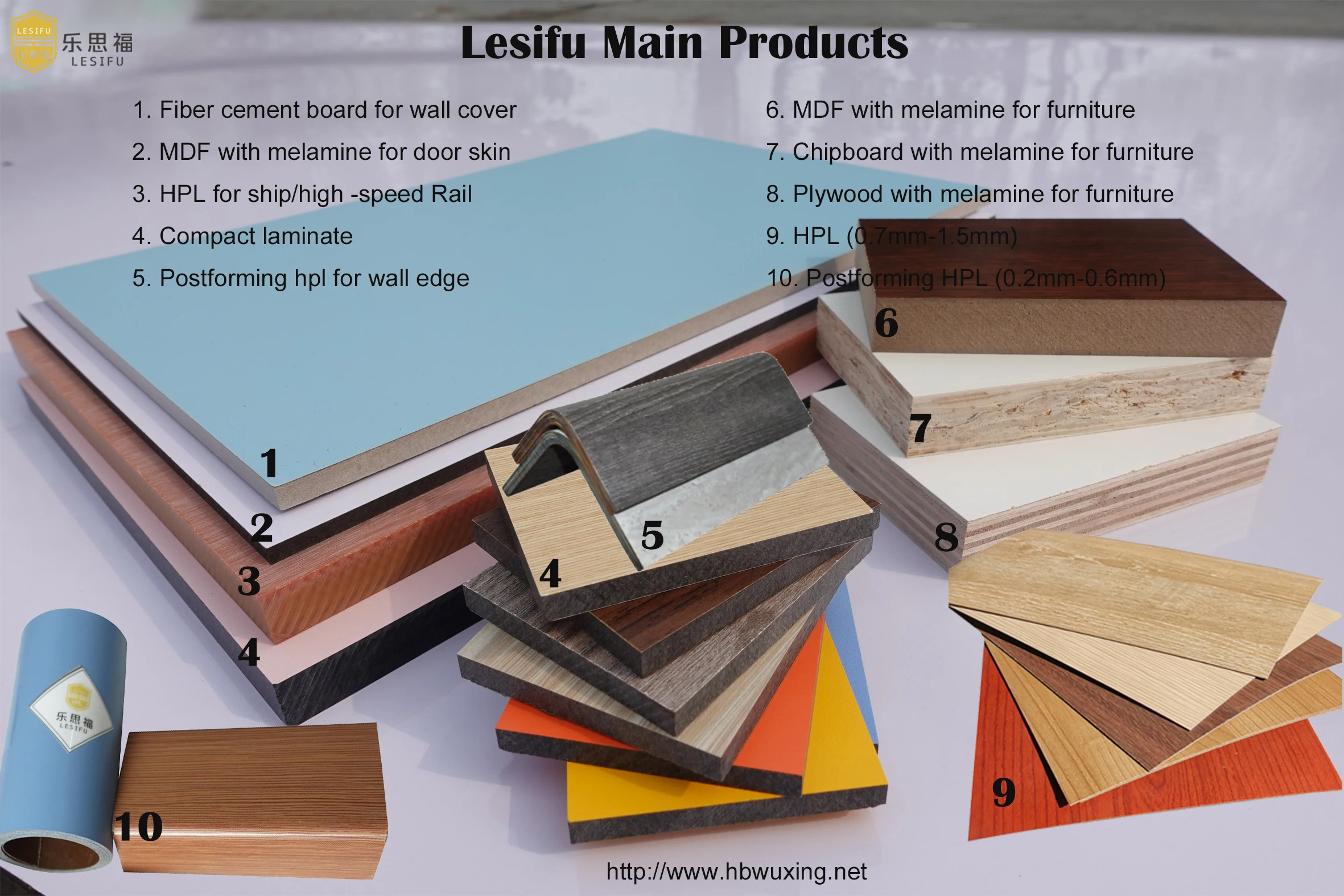 Lesifu high gloss woodgrain hpl 2440 panel furniture material 2mm 2.5mm high pressure laminate sheets 2mm formica sheet