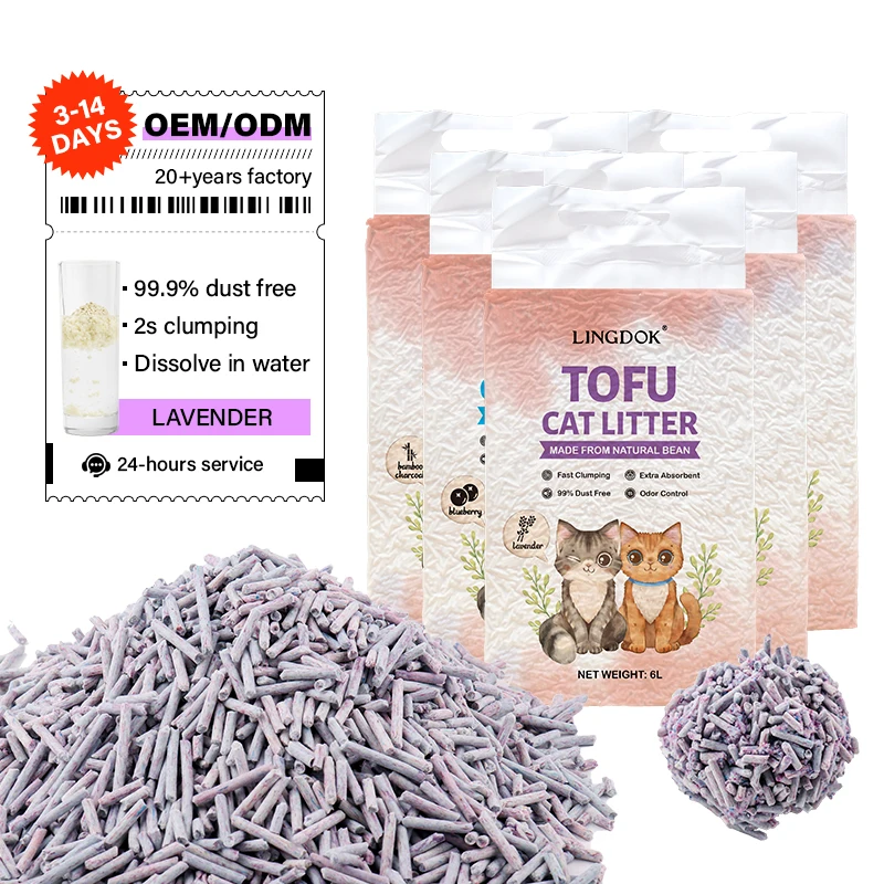 malaysia private label pet cleaning Green Tea 6l biodegradable bean curd cat litter clumping tofu cat litter sand