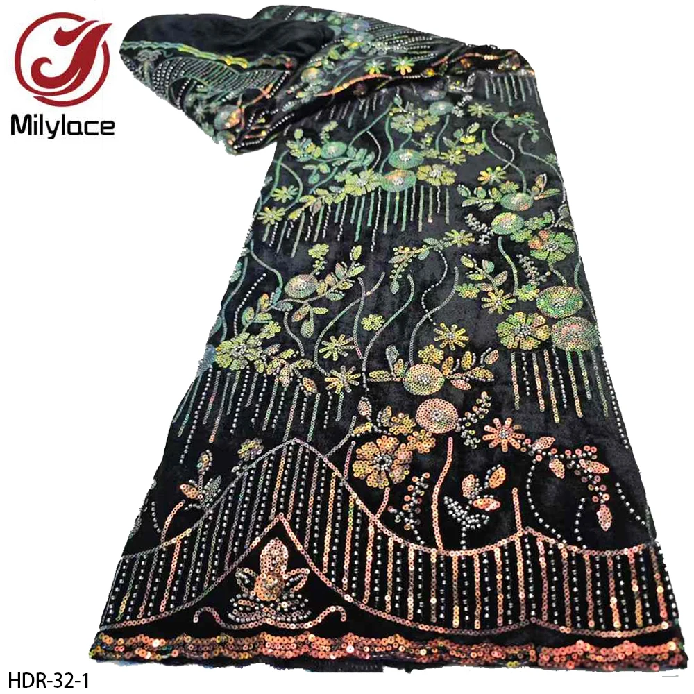 Warm Colorful Sequins Velvet Fabric Sequin Embroidered Velvet Fabric