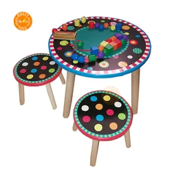 Wholesale comfortable kids wood round table and two chairs set