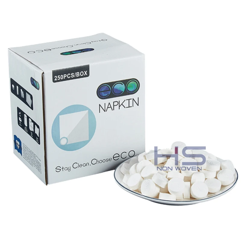 Disposable Cotton Magic Coin Compressed Facial Tissue with Bamboo Trays