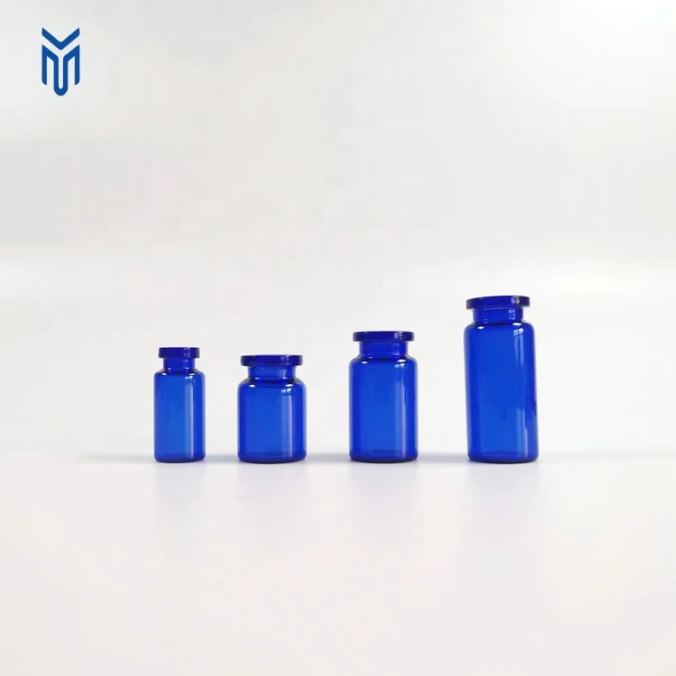 wholesale 3ml 5ml 7ml 10ml blue glass vials Sterile Injection Vials blue penicillin bottle