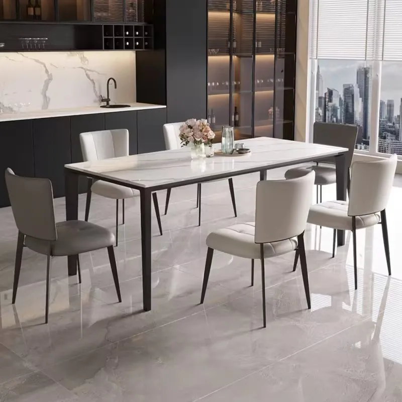 Italian Rock Plate Table Modern Simple Light Luxury Rectangular Rice Table Small Household Living Room Furniture Northern Europe