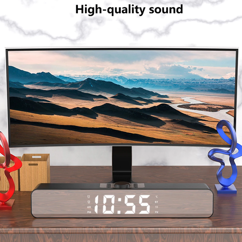 2020 светодиодный домашний кинотеатр Портативный BT динамик HIFI объемный будильник компьютерный Бумбокс Музыка FM TF USB Сабвуфер