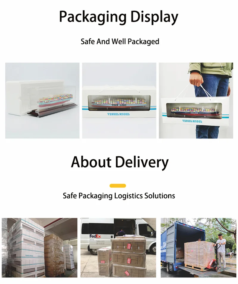 luxury office decor art accessories table decoration for desk wooden container ship model scale cargo cosco shipping model