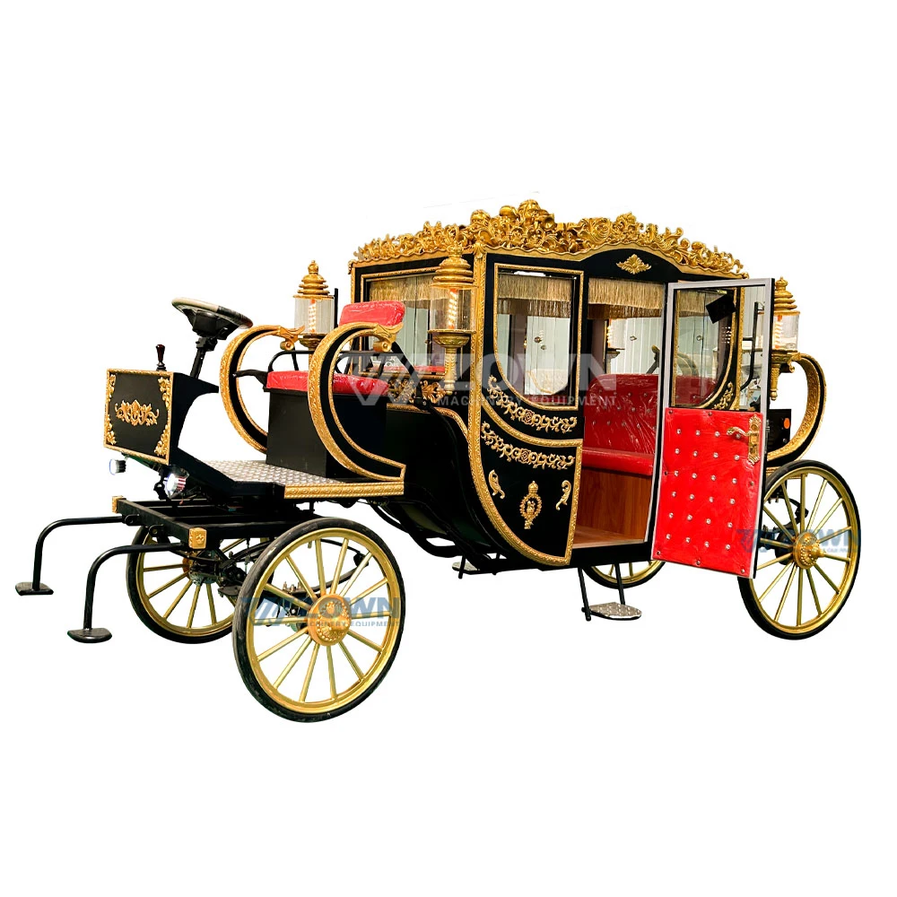 Custom Black European Style Sightseeing Horse Carriages Electric Carriage Wedding Royal Carriages For Sale