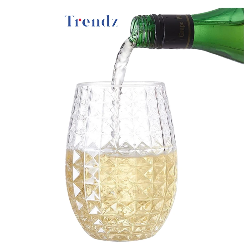 New Designing 12 OZ Stemless Wine Globets Plastic Cups Disposable Cups For Christmas holiday birthday wedding