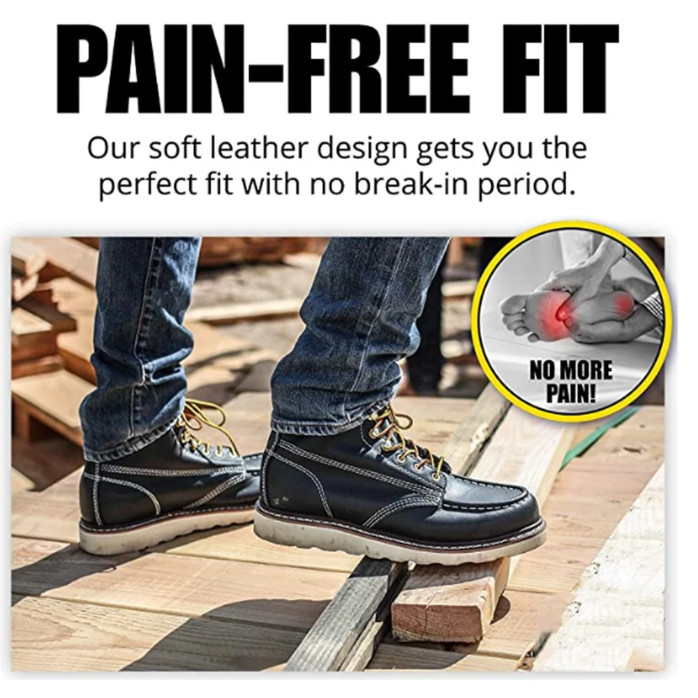 Crazy Horse Leather EVA Phylon Sole Goodyear welted Work Boots safety shoes for mens