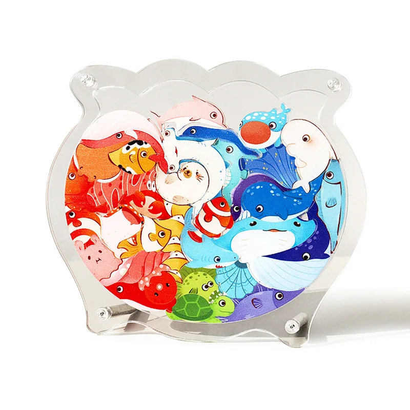 OEM Custom Irregular Shape Kids Acrylic 3D Puzzle Jigsaw Photo Puzzles Cartoon Animal DIY Game  Customized acrylic puzzle