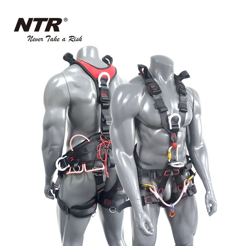 
Fall protection full body rescue safety harness with multiple gear loops for tree climbing, arborist and rope access 