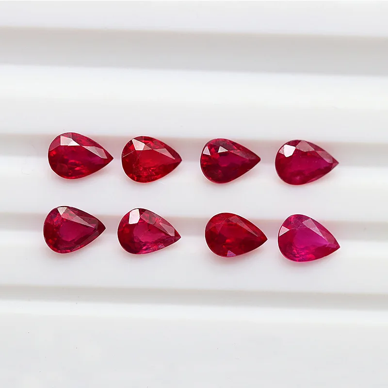MEDBOO Fashion Jewellery Manufacturer Pear Cut Real Polished African Natural Ruby Gems Loose Gemstones For Jewelry Making