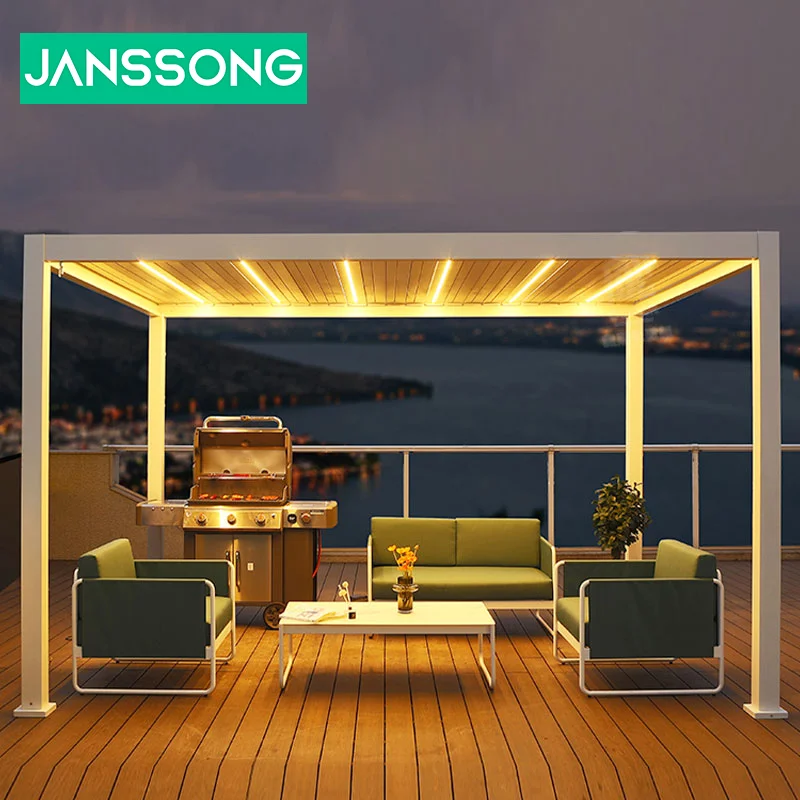Widely Used Motorized Aluminum Garden Sunshade Pergola Opening Roof Aluminium Electric Pergola