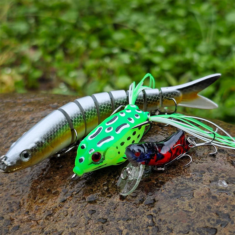 Fishing Lure Set 45piece Frog Minnow Crank Worm Bait Shrimp Spoon Fishing Accessories Combo Kit