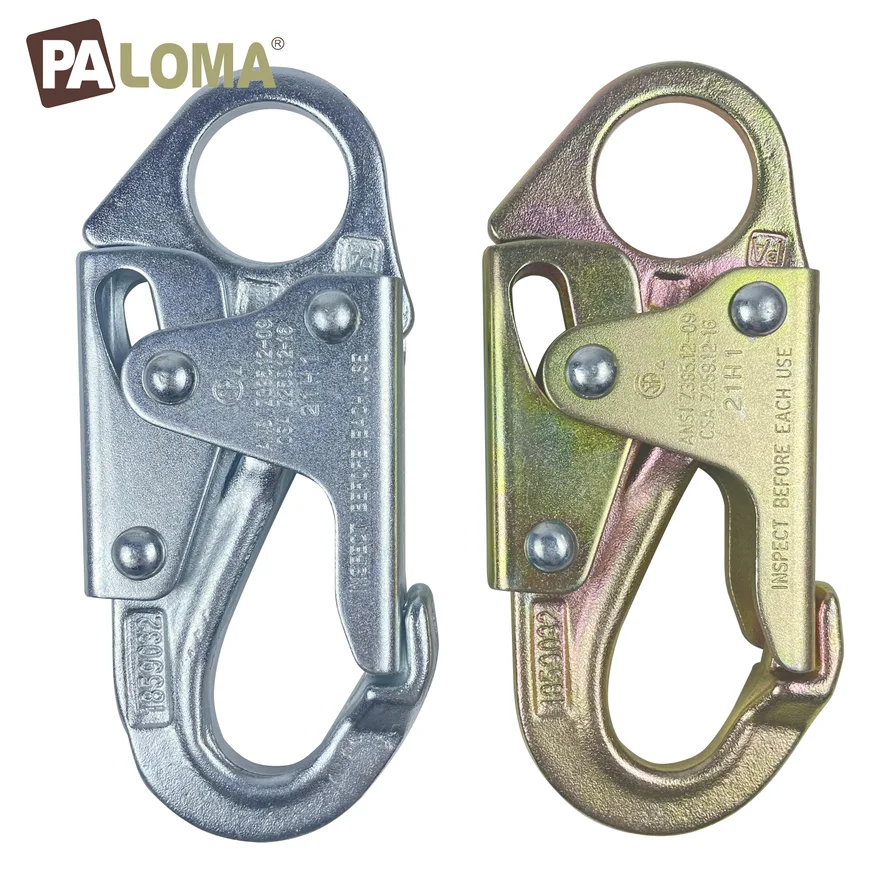 Custom 25KN Safety Snap Hook High Quality Steel Double Lock Stamped Snap Hook for Protection Custom 23KN Safety Snap Hook High Q