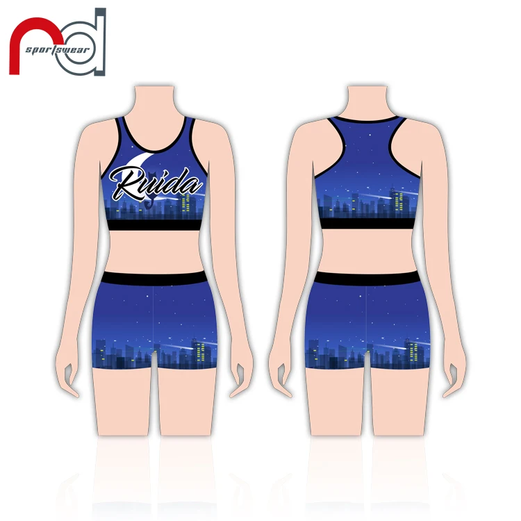 Custom Children Girls Cheerleading Practice Wear Cheer Top And Shorts Gymnastics Training Dance Team Wear