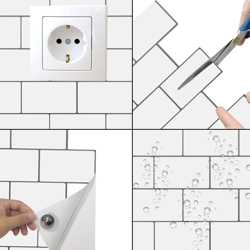 Vivid Tiles 2.5mm Thickness Peel and Stick  Backsplash Wall Sticker for Kitchen Bathroom Showroom Waterproof