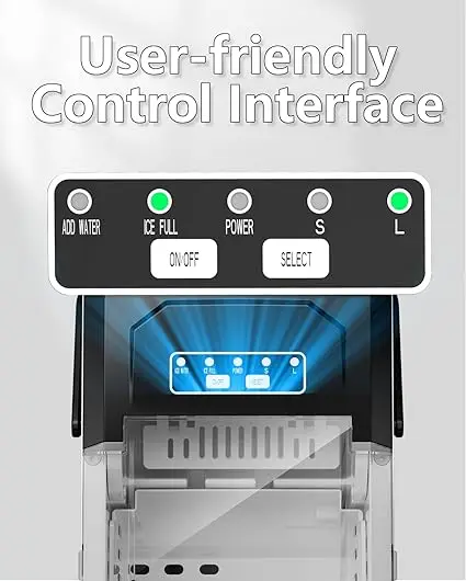 High Quality New design portable countertop ice maker machine self-cleaning ice maker with handle ice scoop and basket