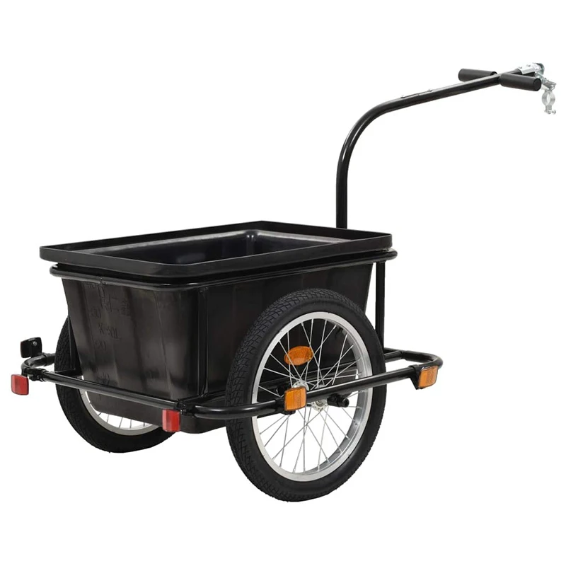 90L Bicycle Bike Cargo Trailer Steel Carrier Storage Cart Wheel Runner with plastic box(CT002A)
