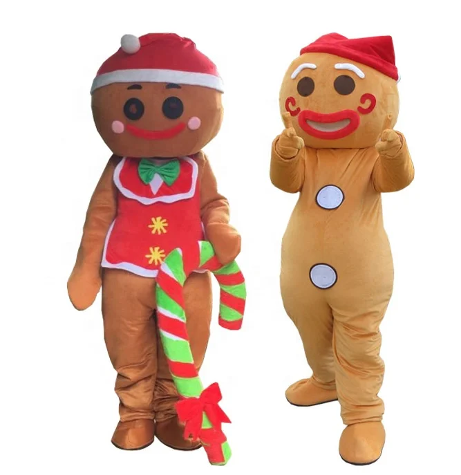 Fancy Party Dress,new Arrival Adult Christmas Gingerbread Man Mascot Costume for Food Advertising
