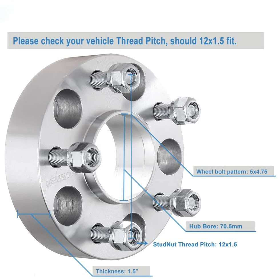 SLT-S0050 1,5 дюймов 5 Луг Hubcentric колеса Распорки 5x4,75 до 5x4,75 70,5 мм, украшенное мозаикой из драгоценных камней, 12x1,5 шпильки