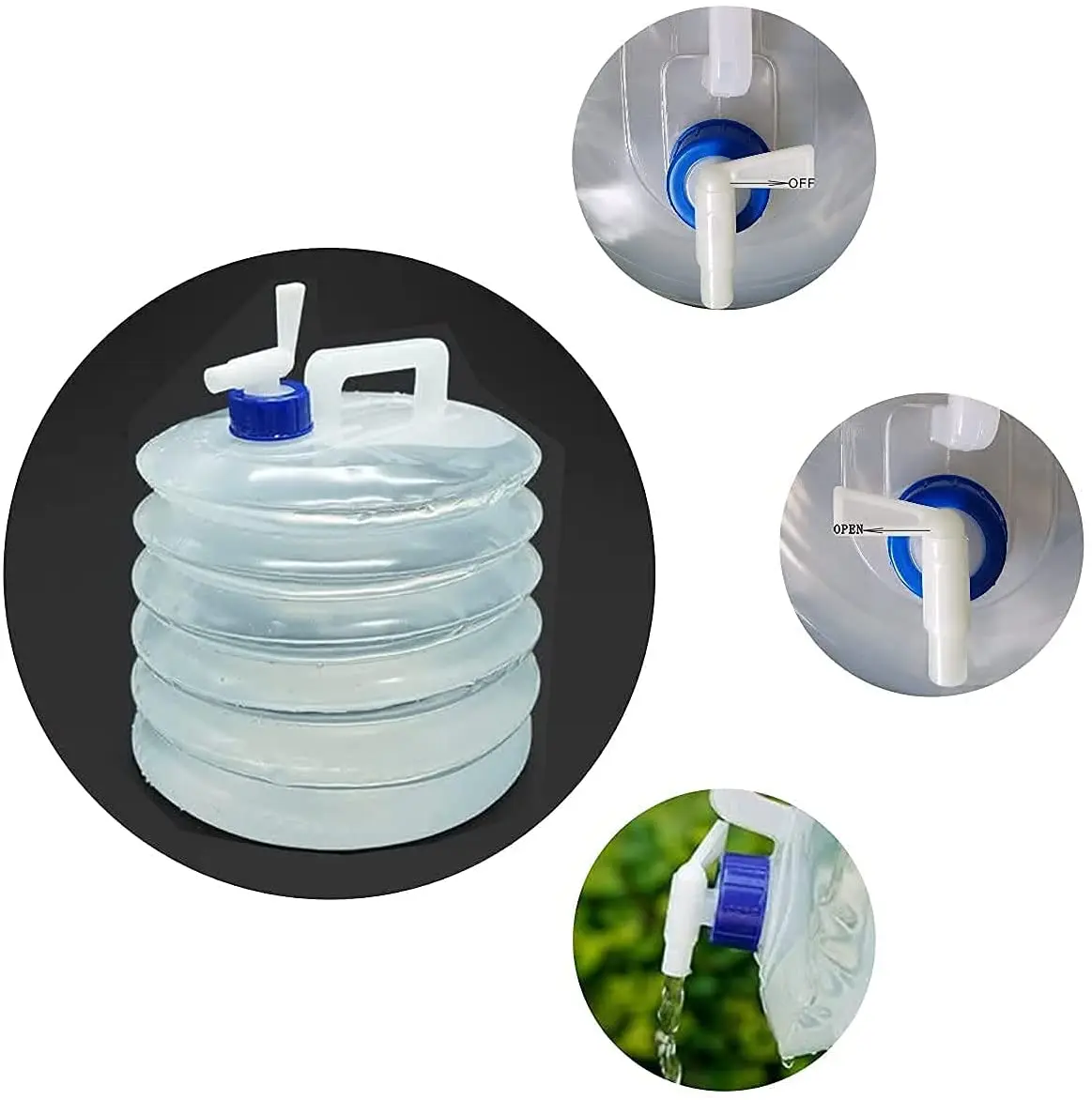 Collapsible Water Container with Tap Outdoor Hiking Foldable Water Bag Camping Water Tank Bucket Folding Bucket